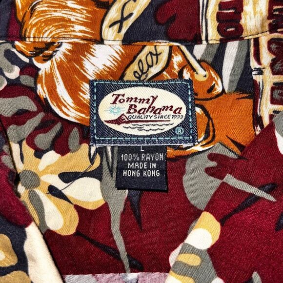 Tommy Bahama Rayon Hawaiian Birds Button Up Shirt Size Large #13 - Picture 4 of 7